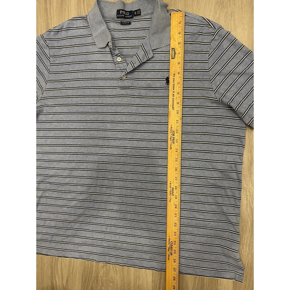 Polo Ralph Lauren Polo Shirt Mens XL Blue Classic Fit Soft Stripes Pony
